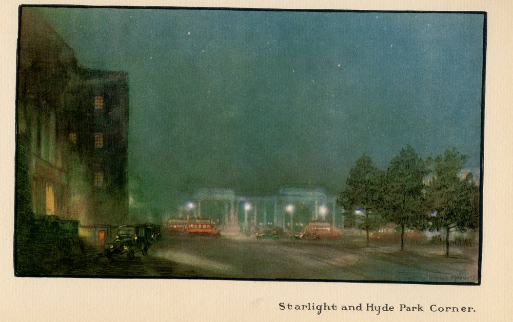 Starlight e Hyde Park Corner, de "As Novas Luzes de Londres", publicado em 1926 de Donald Maxwell