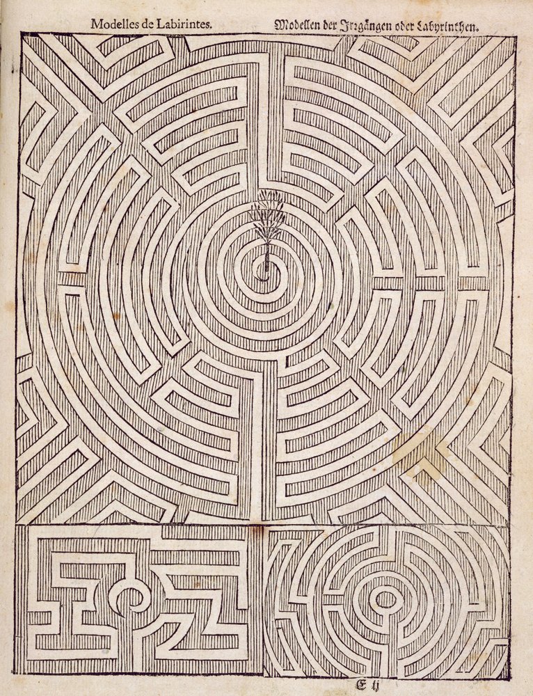 Desenhos para labirintos, de The Dutch Gardener, de Johann van der Groen, publicado em 1699 de Dutch School