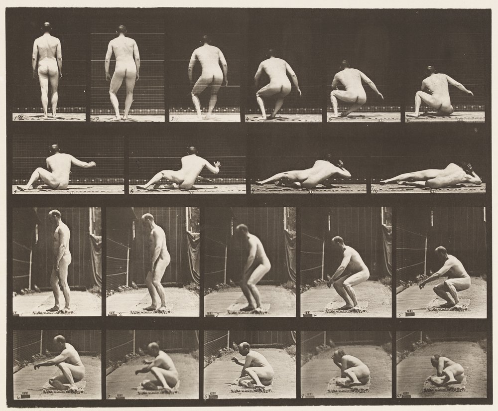 Placa 257. Deitada no Chão, 1885 de Eadweard Muybridge