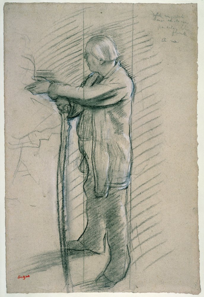 Retrato da bailarina Jules Perrot, 1875 (giz preto, pastel Conte e carvão sobre papel) de Edgar Degas