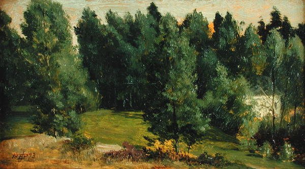 Uma Paisagem Arborizada de Edward John Poynter