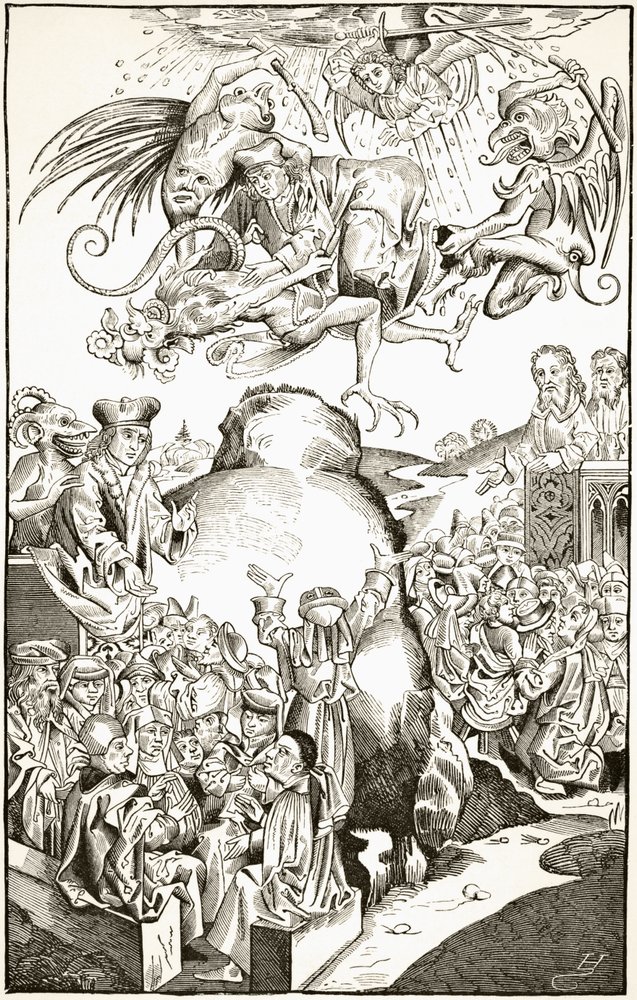 O Reino do Anticristo, depois de uma gravura no "Liber Chronicarum" de 1493, de "Ciência e Literatura na Idade Média", de Paul Lacroix, 1878 de English School