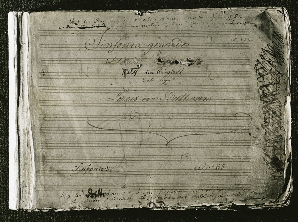 Página de rosto da terceira sinfonia de Beethoven, "Eroica" (foto), Gesellschaft der Musikfreunde, Viena, Áustria (foto) de Erich Lessing