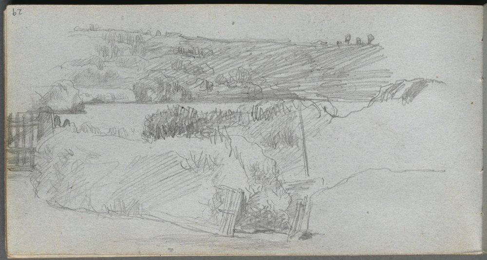 Caderno de desenho, página 29: Estudo da paisagem. de Jean-Louis Ernest Meissonier