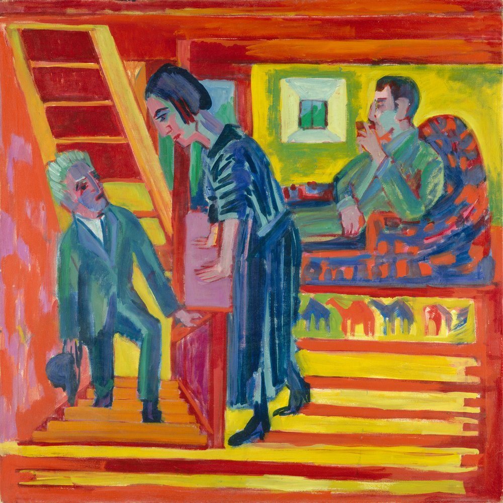 A visita - casal e recém-chegado de Ernst Ludwig Kirchner