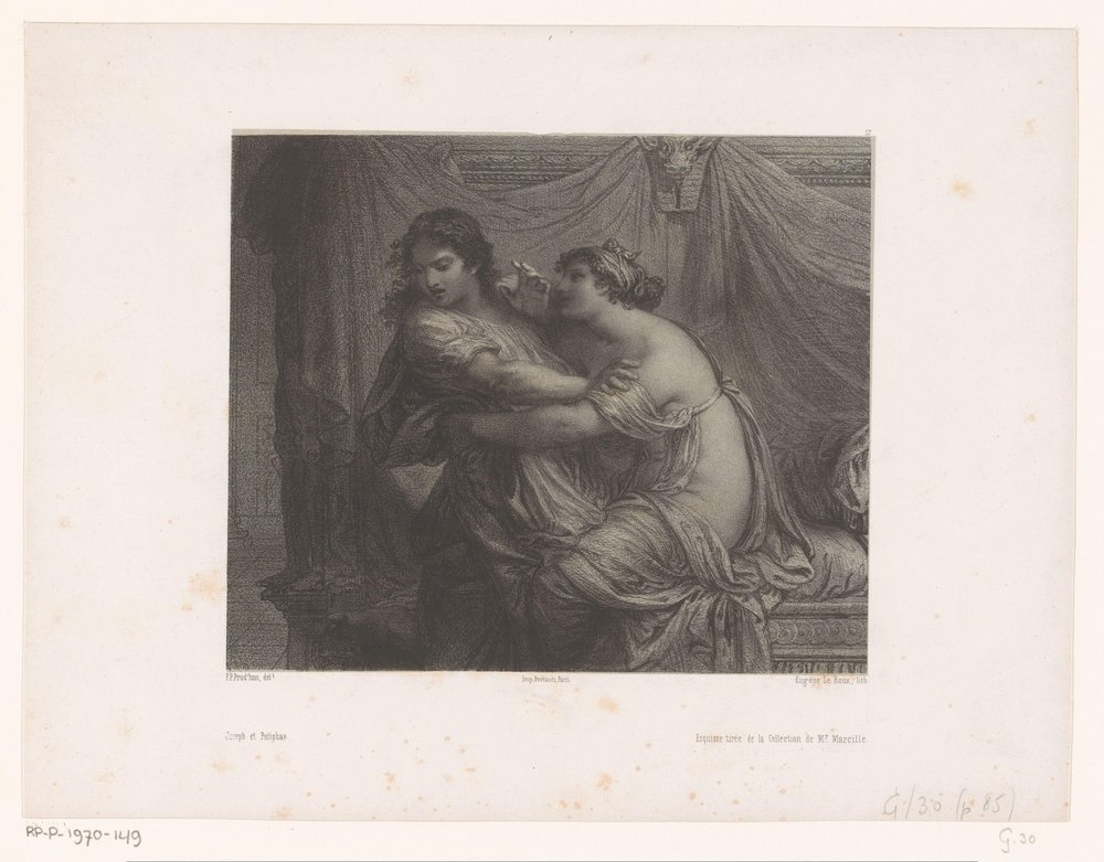 A esposa de José e Potifar Joseph et Putifar (título no objeto) Artistas Antigos e Contemporâneos (título da série) Les artistes anciens et modernes (título da série) de Eugene Leroux