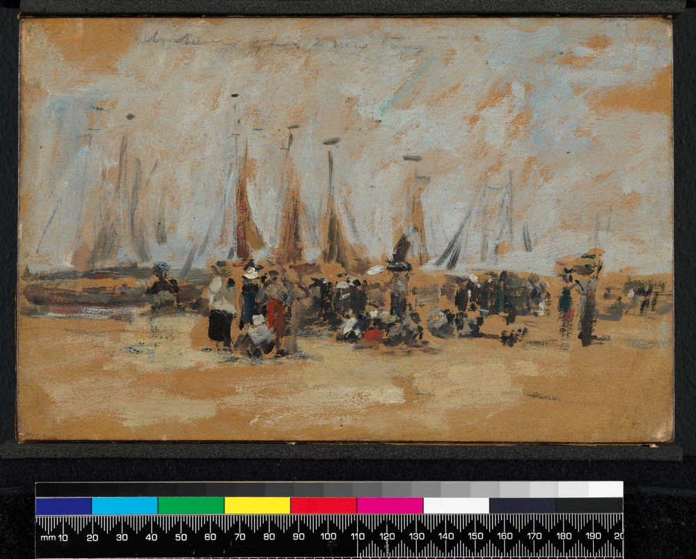 Cena de praia, possivelmente Harfleur, 1888-1895 de Eugene Louis Boudin