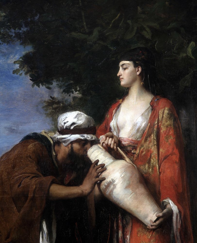 Rebecca para o poço. (detalhe) de Eugene Romain Thirion