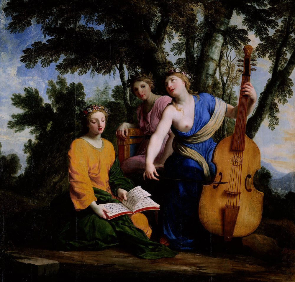 As musas Melpómene, Erato e Polímnia, 1652-55 de Eustache Le Sueur