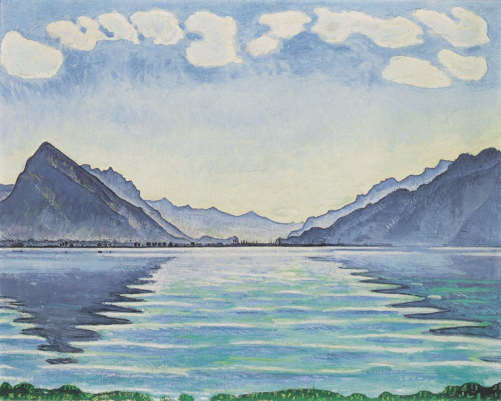 Lago Thun com reflexo simétrico de Ferdinand Hodler
