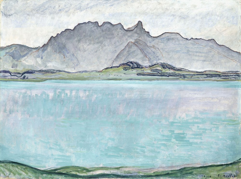Thunersee com as montanhas Stockhorn, 1910 de Ferdinand Hodler