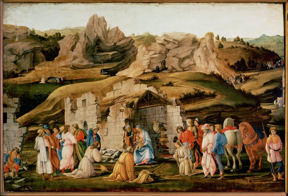 A Adoração dos três Reis Magos (têmpera sobre madeira) de Filippino Lippi