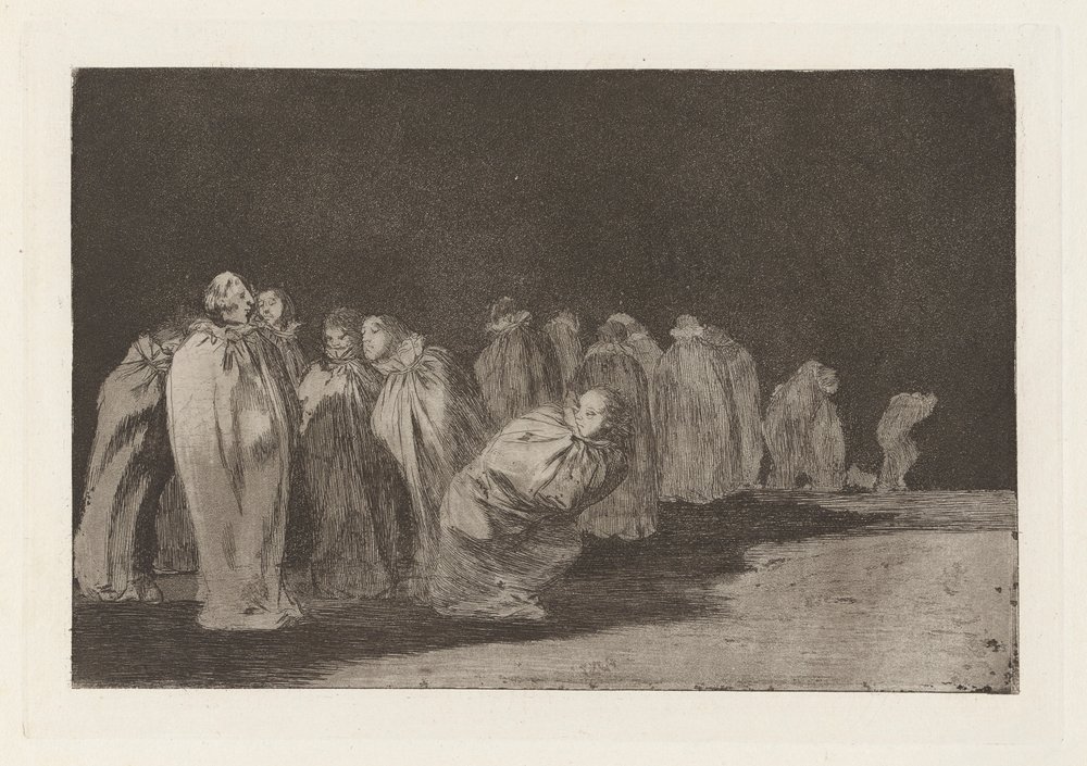 Los ensacados (The Men in Sacks), também conhecido como So el sayal, hay al (There is Something Beneath the Sackcloth), da série Los disparates (Los proverbios) de Francisco de Goya