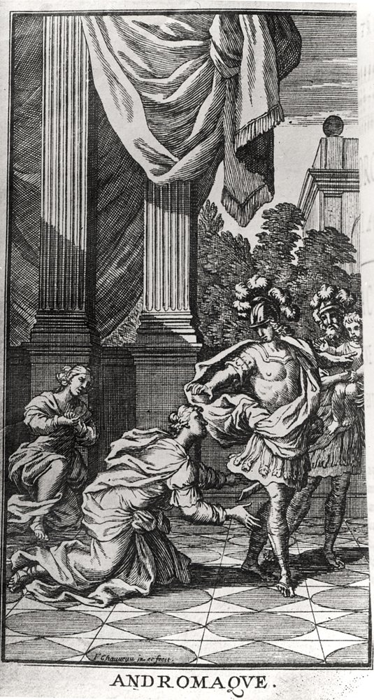 Andrômaca aos pés de Pirro, de &39;Andrômaca&39; de Jean Racine (1639-99), publicada em 1676 de Francois Chauveau