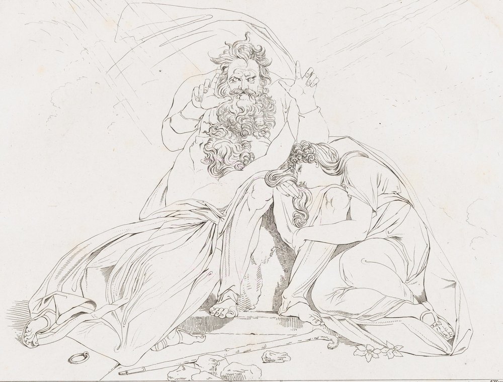 Der Tod des Édipus A Morte de Édipo, 1806. de Franz Hegi