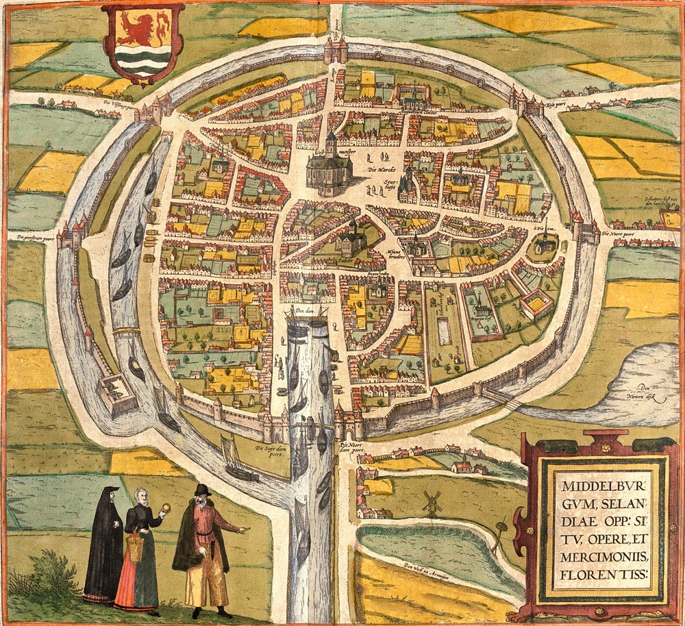Plan of Middelburg (Middelburgum), Holanda (gravura de Franz Hogenberg