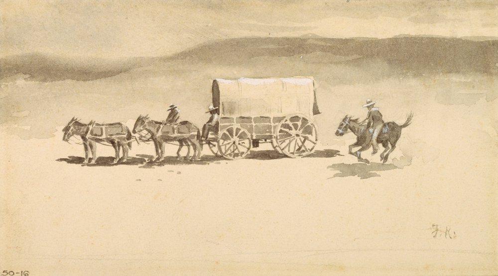 Sem título (desenho de lavagem no papel) de Frederic Remington
