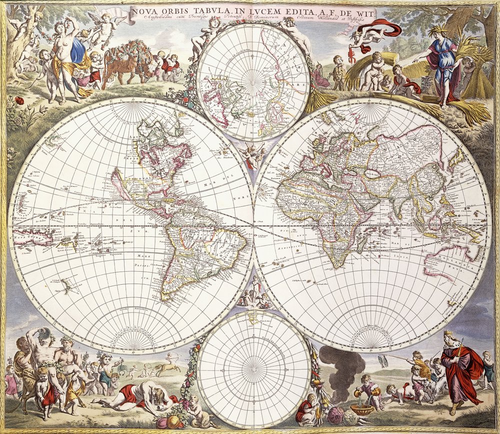 World map from Atlas Maior, c.1705 de Frederick de Wit