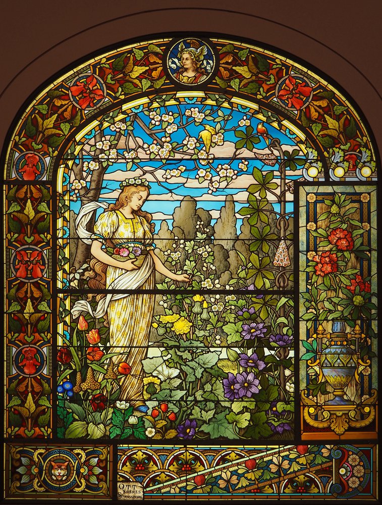 Alegoria da Primavera (vidro manchado), anónimo, cerca de 1900 de French School