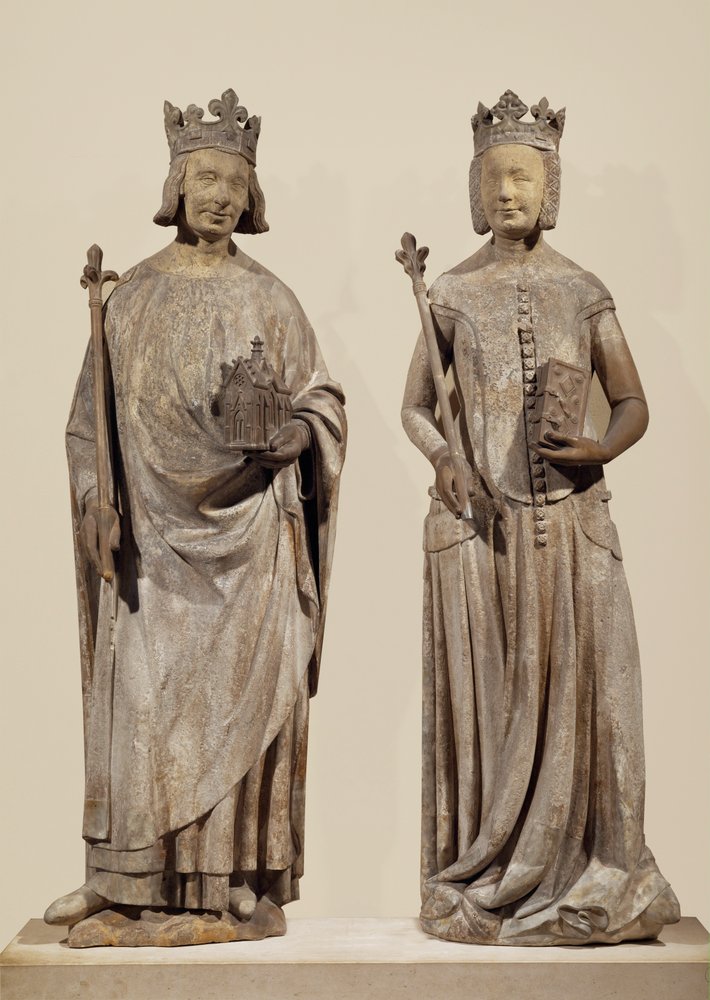 Rei francês Carlos V e Joana de Bourbon (pedra) de French School