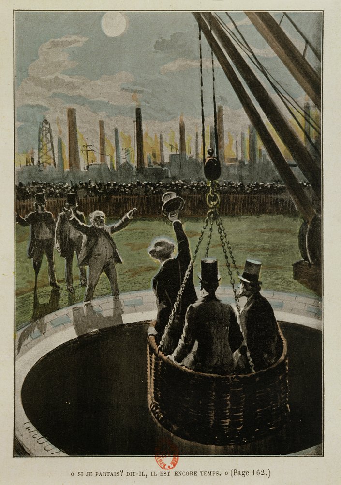 Deixando para a lua, da terra à lua por Jules Verne (1828-1905) publicado em 1865 de French School
