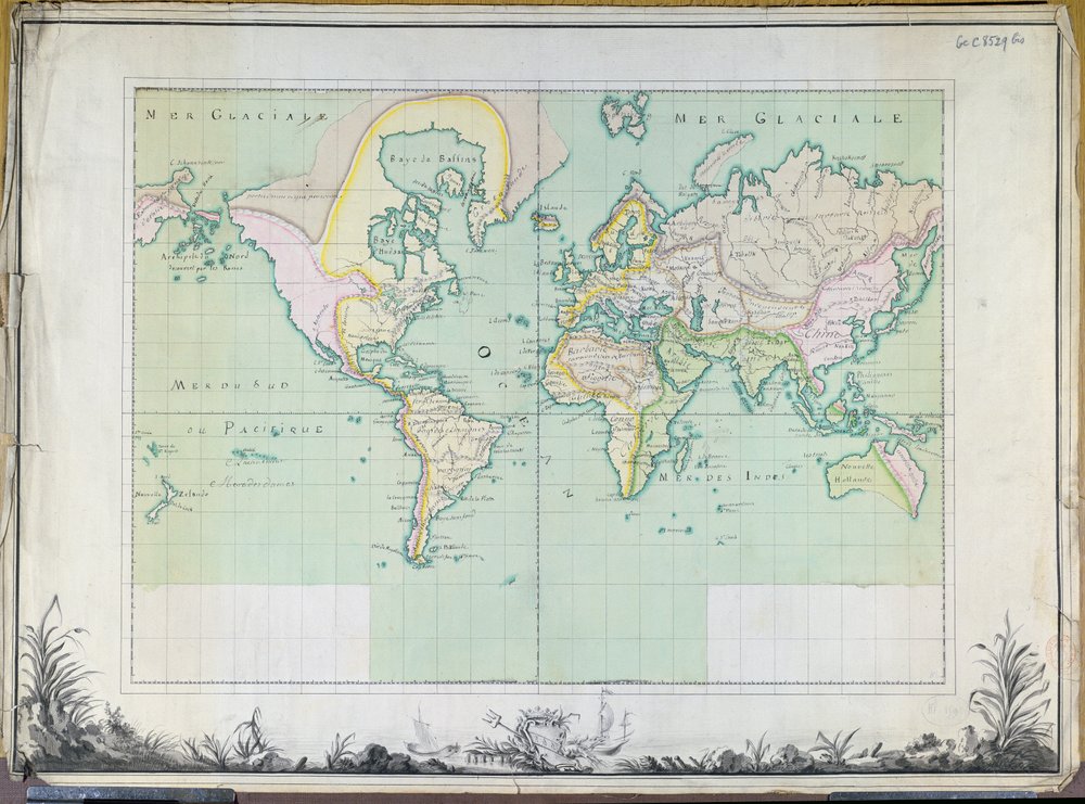 Mapa do mundo, 1780 de French School