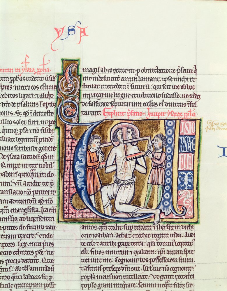Ms 21 fol.98v O Martírio de Isaías, de uma Bíblia de French School