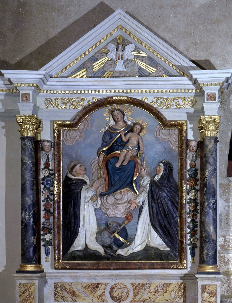 Virgem e criança, retábulo da Igreja da Pêra sobre a vida, Vendee. de French School