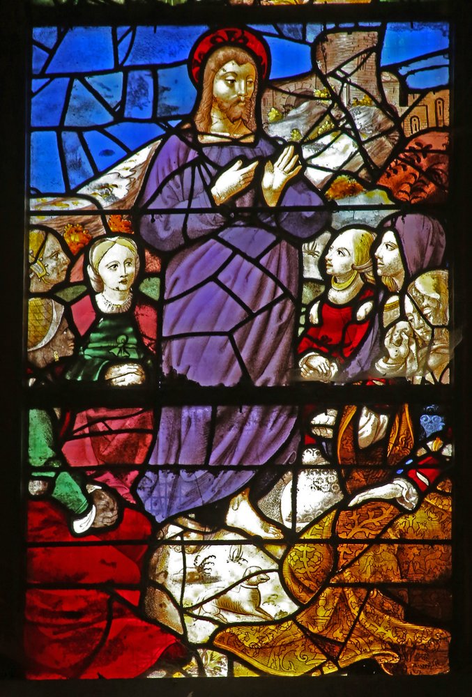 Janela w38 retratando a pregação de Cristo de French School