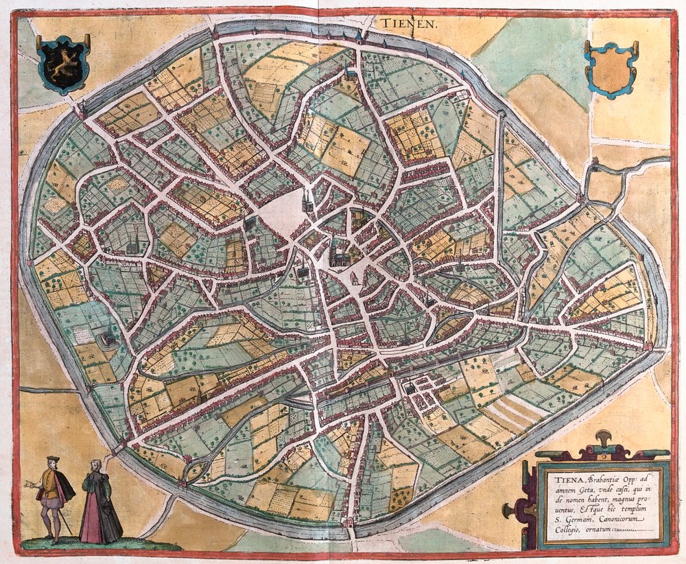 Tienen, Bélgica, em "Civitates Orbis Terrarum" de Georg Braun, Colónia 1617 de Georg Braun