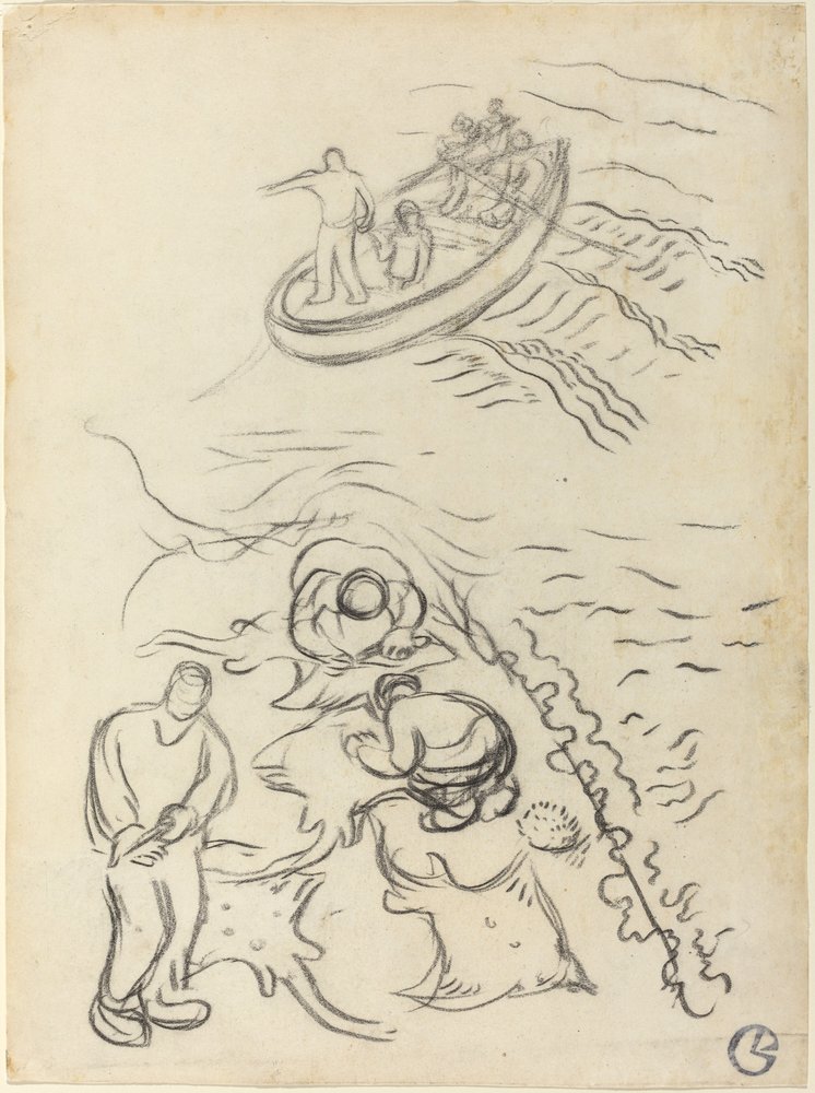 Estudo para "Os Pescadores" com Homens Esvaziando as Redes de Georges Lacombe