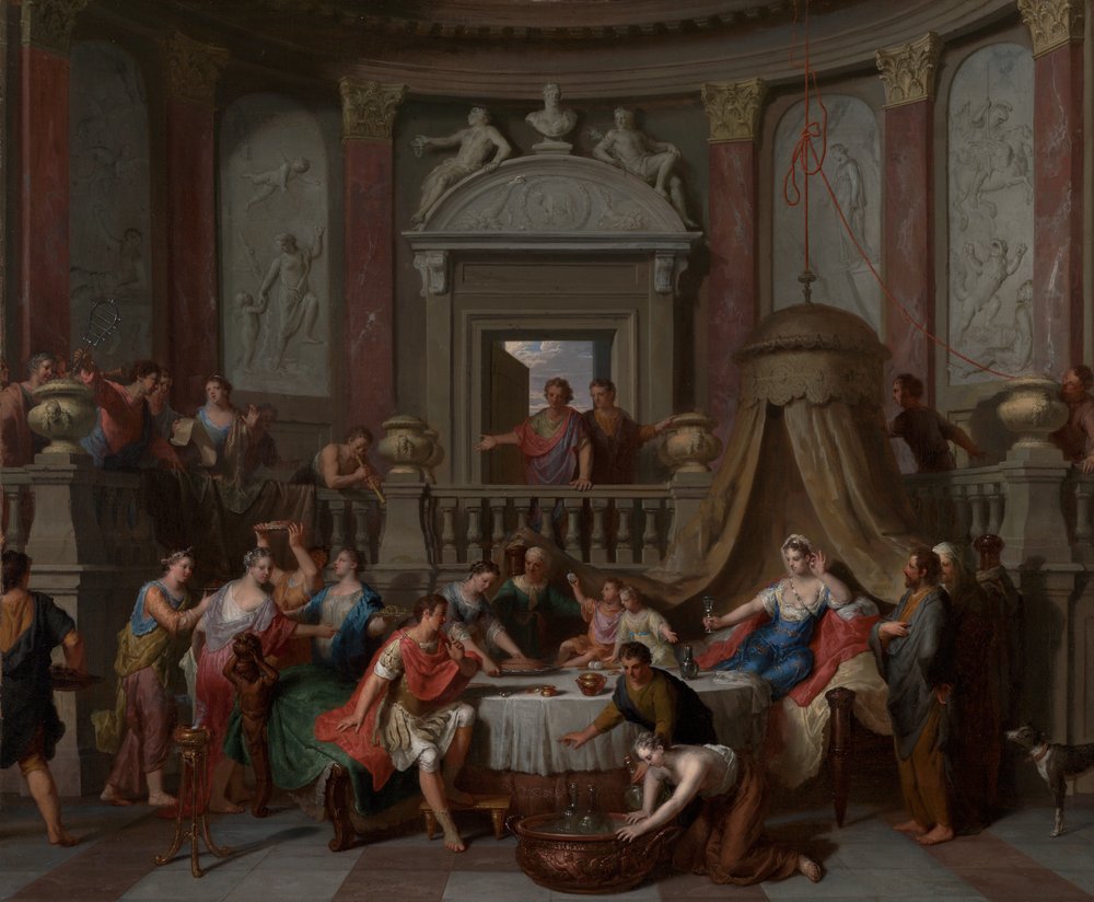 O Banquete de Cleópatra, c.1700 (óleo sobre tela) de Gerard Hoet