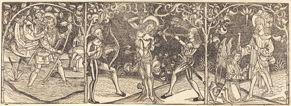 Santos Cristóvão, Sebastião e Roche de German 15th Century