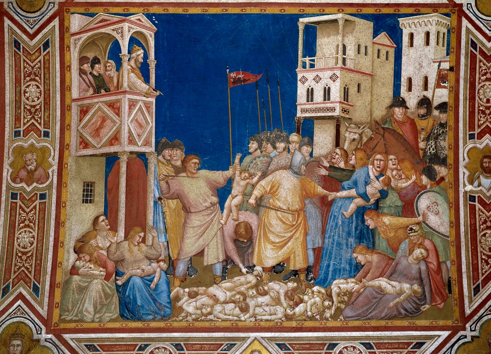 O massacre do Innocents Fresco por Giotto di Bondone (1267-1337)