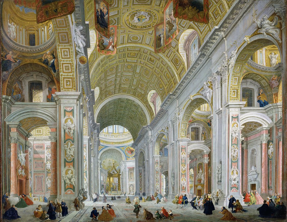 Interior de São Pedro, Roma, c.1754 de Giovanni Paolo Pannini