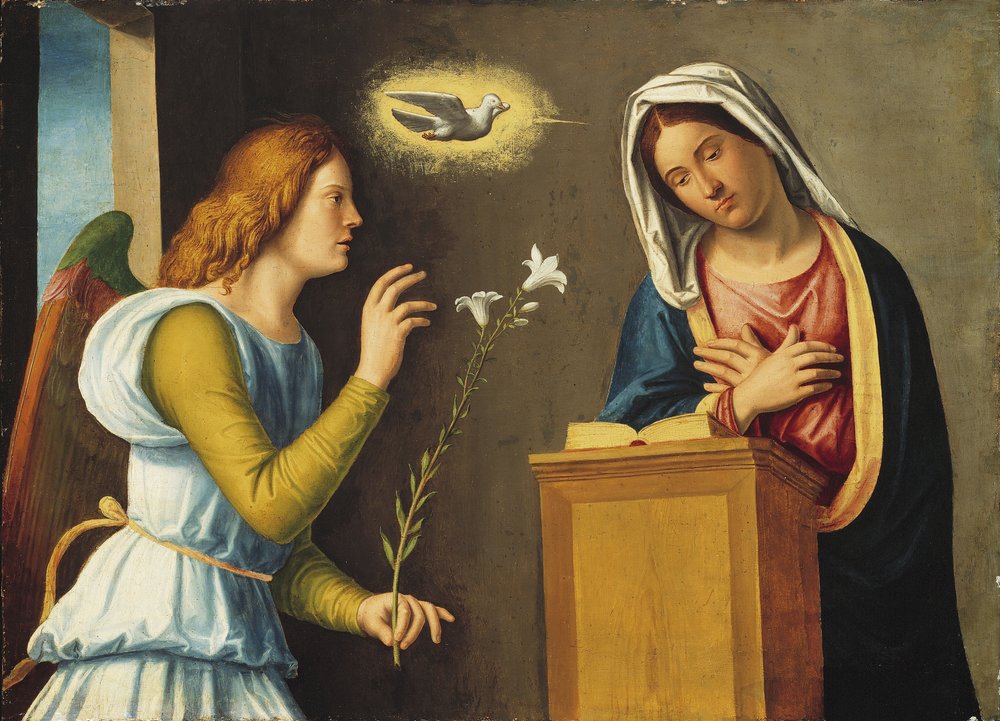 Anunciação à Virgem, 150005 (pintura em painel de madeira) de Giovanni Battista Cima da Conegliano