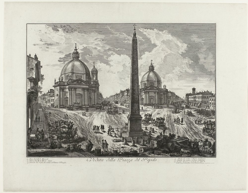 Piazza del Popolo te Rome (título no objeto) Vista da Piazza del Popolo (título no objeto) Gezichten op Rome (título da série) Vistas de Roma projetadas e gravadas pelo arquiteto Giambattista Piranesi Ve (nez) iano (título da série) de Giovanni-Battista Piranesi