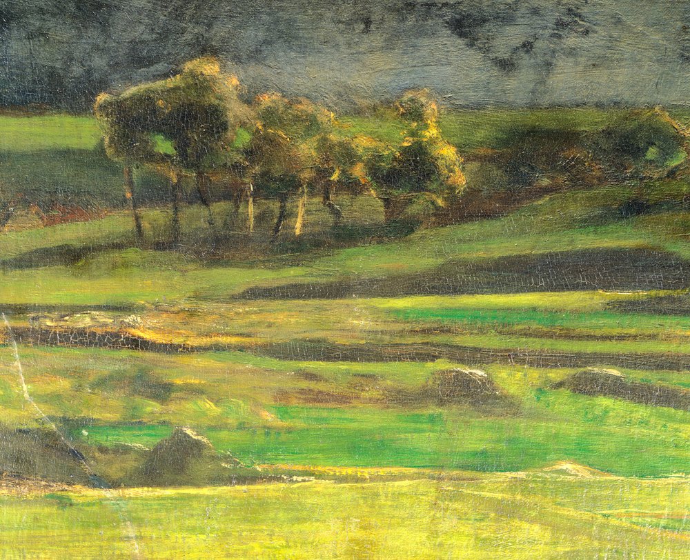 No poste de Giovanni Segantini (1858-1899), óleo sobre tela de Giovanni Segantini