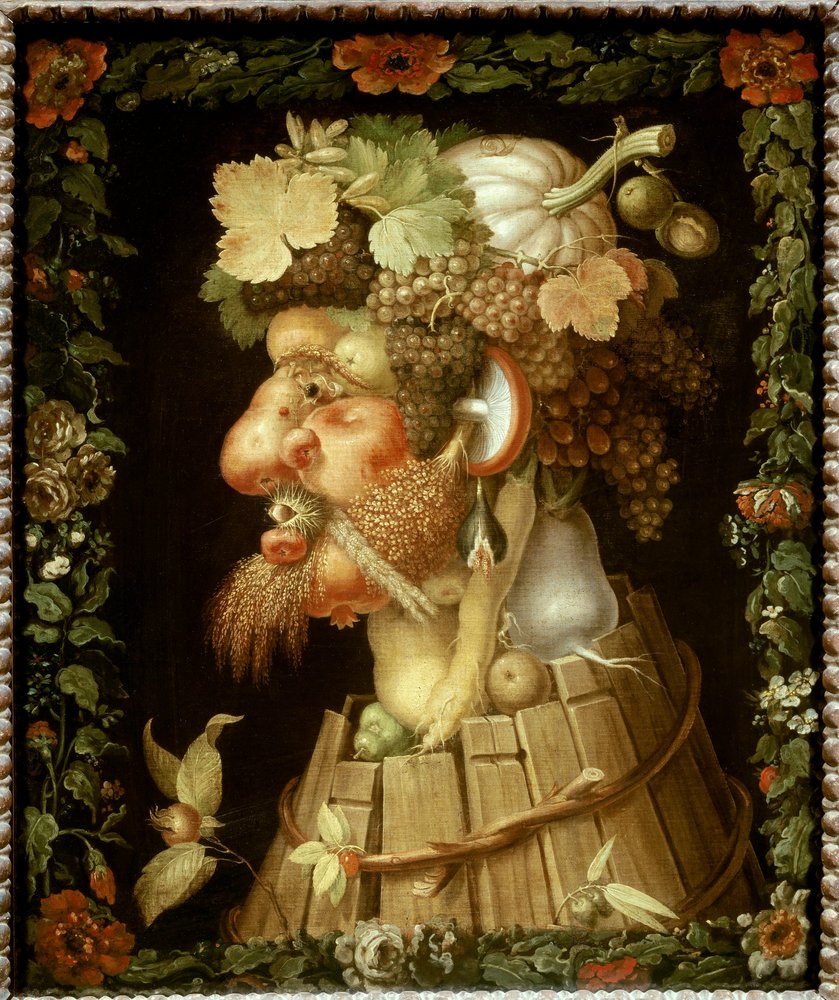 Pintura de Outono de Giuseppe Arcimboldo (1527-1593) Sol do século XVI. 0,76x0,63 m - Outono. Pintura de Giuseppe Arcimboldo (1527-1593) de Giuseppe Arcimboldo