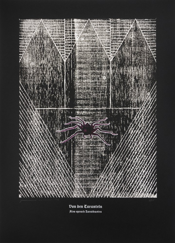 Sobre a Tarântula, Assim Falou Zaratustra, 2024 (xilogravura e serigrafia) de Guilherme Pontes