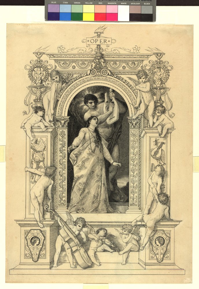 Ópera (modelo para: Gerlach & Schenk, Alegorias e emblemas vol. 1 n.º 64a) de Gustav Klimt