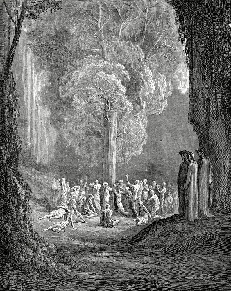 Virgil mostra a árvore para Dante, 1880 de Gustave Dore