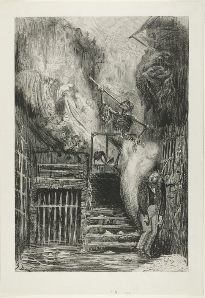 La Rue de la Vieille Lanterne: O suicídio de Gérard de Nerval de Gustave Dore