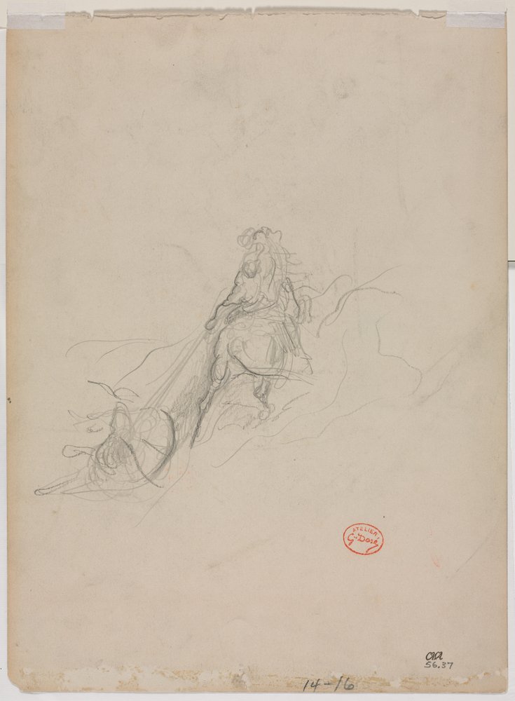 Esboço da cena de caça, c. 1868 de Gustave Dore