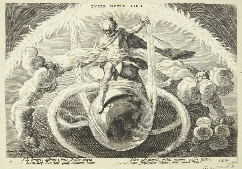 A criação dos quatro elementos de Hendrick Goltzius