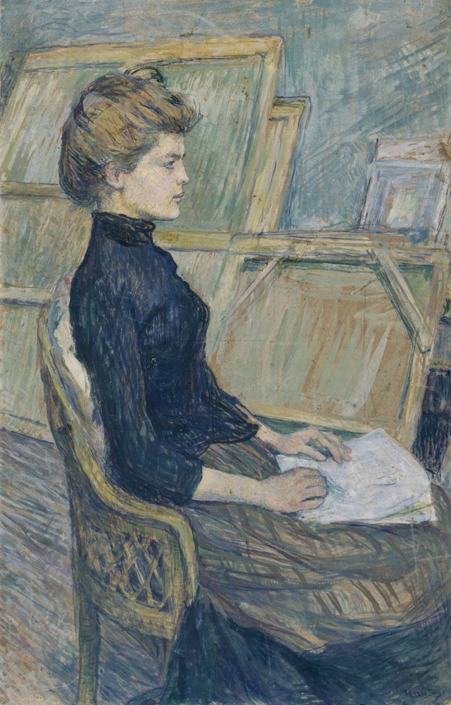 Rapariga no atelier (Hélène Vary), c.1889 (guache sobre papel) de Henri de Toulouse-Lautrec