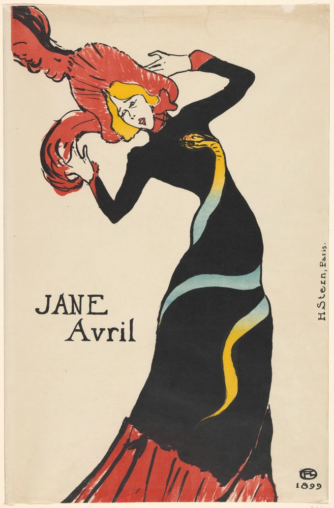 Retrato da dançarina Jane Avril (Jeanne Beaudon) Jane Avril (título no objeto) de Henri de Toulouse-Lautrec