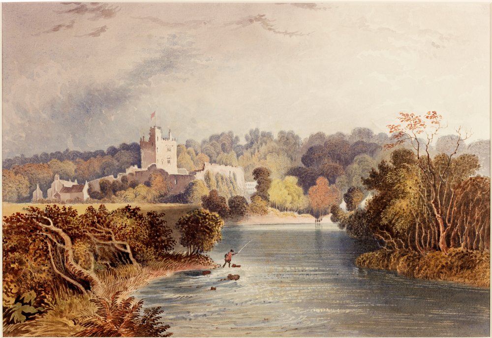 Castelo de Bothal (aquarela no cartão) de Henry Gastineau