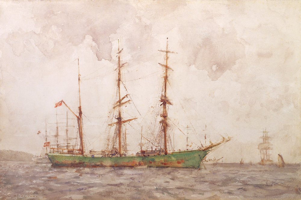 Barca dinamarquesa, porto de Falmouth de Henry Scott Tuke