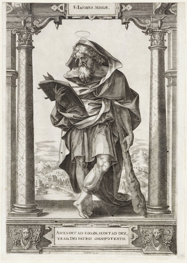 São Tiago Menor S. Iacobvs Minor (título no objeto) Cristo e os Doze Apóstolos e São Paulo (título da série) de Hieronymus Wierix